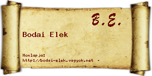 Bodai Elek névjegykártya